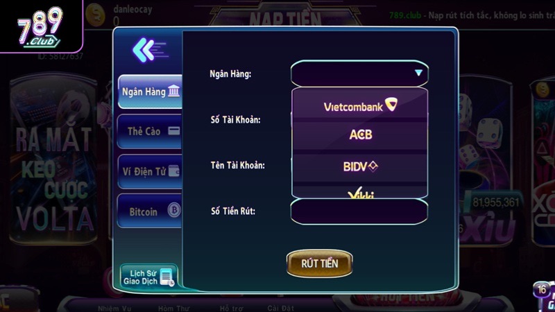 Rút Tiền 789club - Nhận Tiền Về Tài Khoản An Toàn Cực Dễ Dàng Rút tiền 4 bước qua ngân hàng